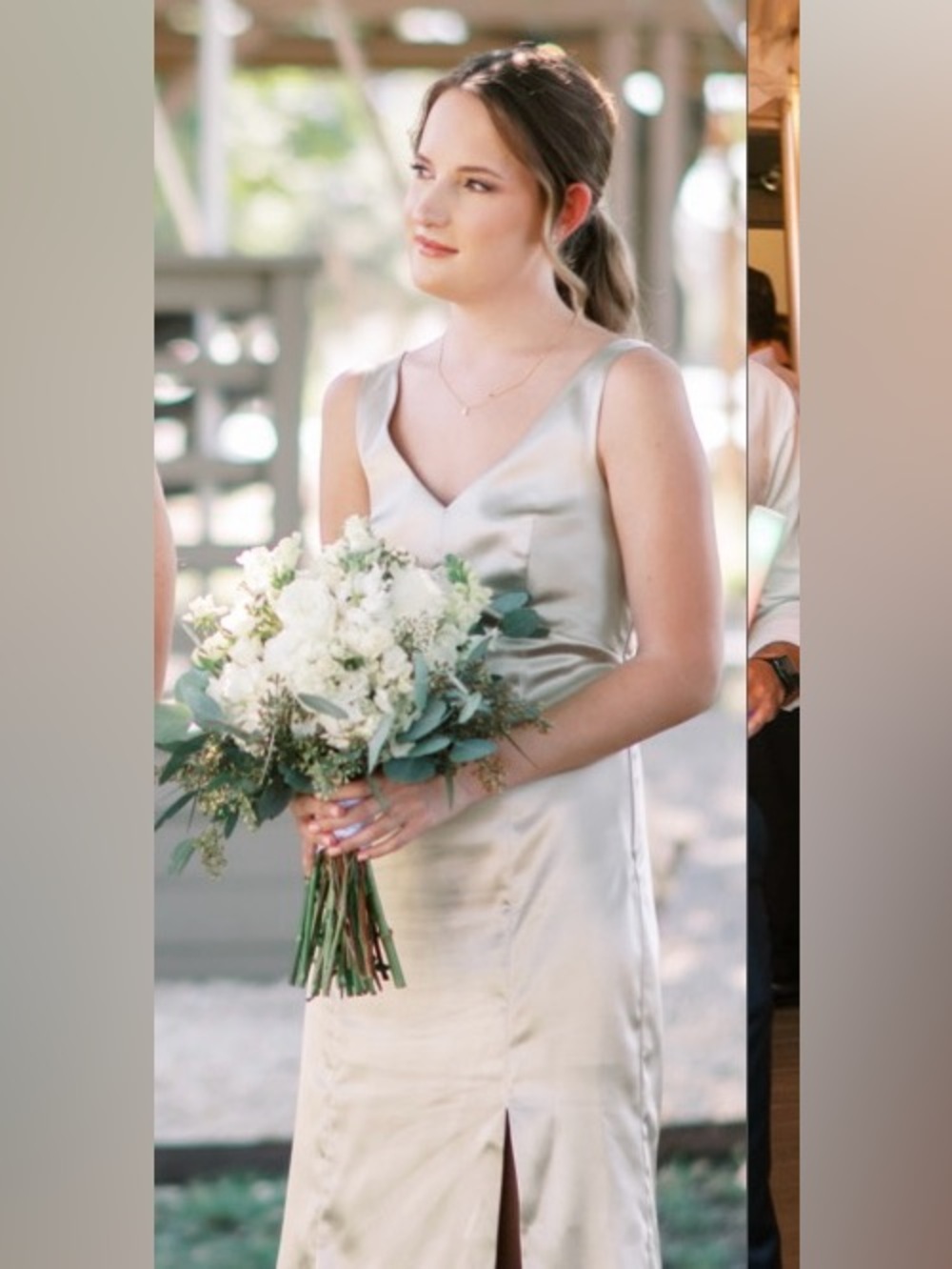 Birdy Grey Champagne Satin Maxi Dress Size XS - Picture 8 of 9